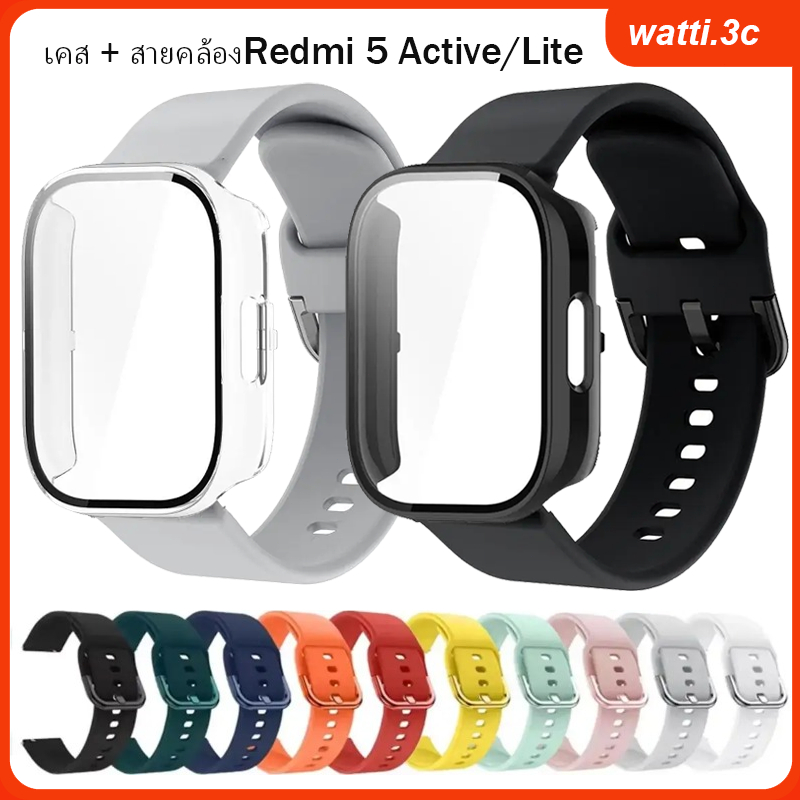 สายรัดซิลิโคน + เคสพีซีสำหรับ Xiaomi Redmi Watch 5 Active/Lite สายรัดข้อมือสมาร์ทวอทช์สำหรับ Redmi Watch 3 Active/Lite