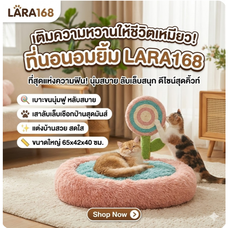 🍭 ที่นอนแมวอมยิ้ม‼️ (Plush Lollipop Litter Box) ที่นอนแมว (A70)