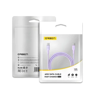 ORSEN สายชาร์จ Fast Charger 60W แบบ Type-C to Type-C ความยาว 120ซม สำหรับการชาร์จเร็วและปลอดภัย