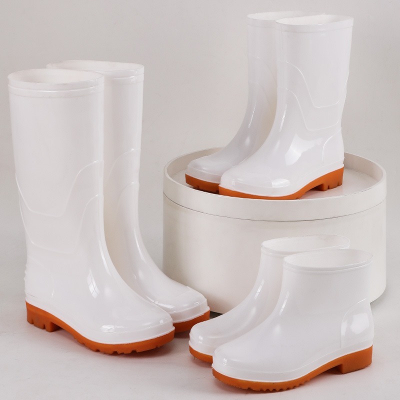 รองเท้าบู๊ทอาหารสีขาวบริสุทธิ์สูงกันน้ำกันลื่นอาหารสุขอนามัยในครัวรองเท้าบูทน้ำเอ็นเนื้อรองเท้าบูทกันฝน - รูปที่ 3