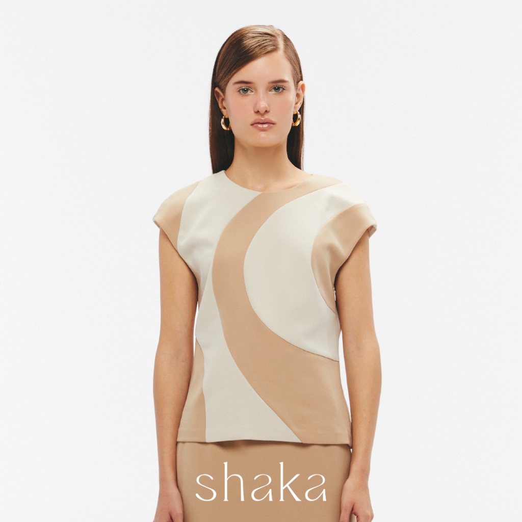 Shaka SS25 Color Block Orbit Top เสื้อแขนในตัว ตัดต่อเล่นโทนสีโมโนโครม (KHAKI) BL-8250210 — صورة 5