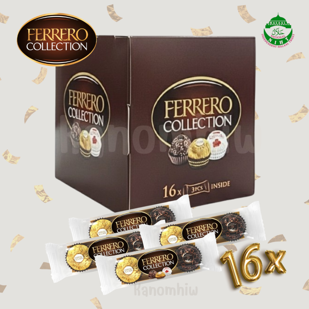 Ferrero Collection T.3x16 น้ำหนัก 518.4g ขายแพ็กใหญ่ มี 3 รสชาติ เป็นสินค้านำเข้า E.26/06/26