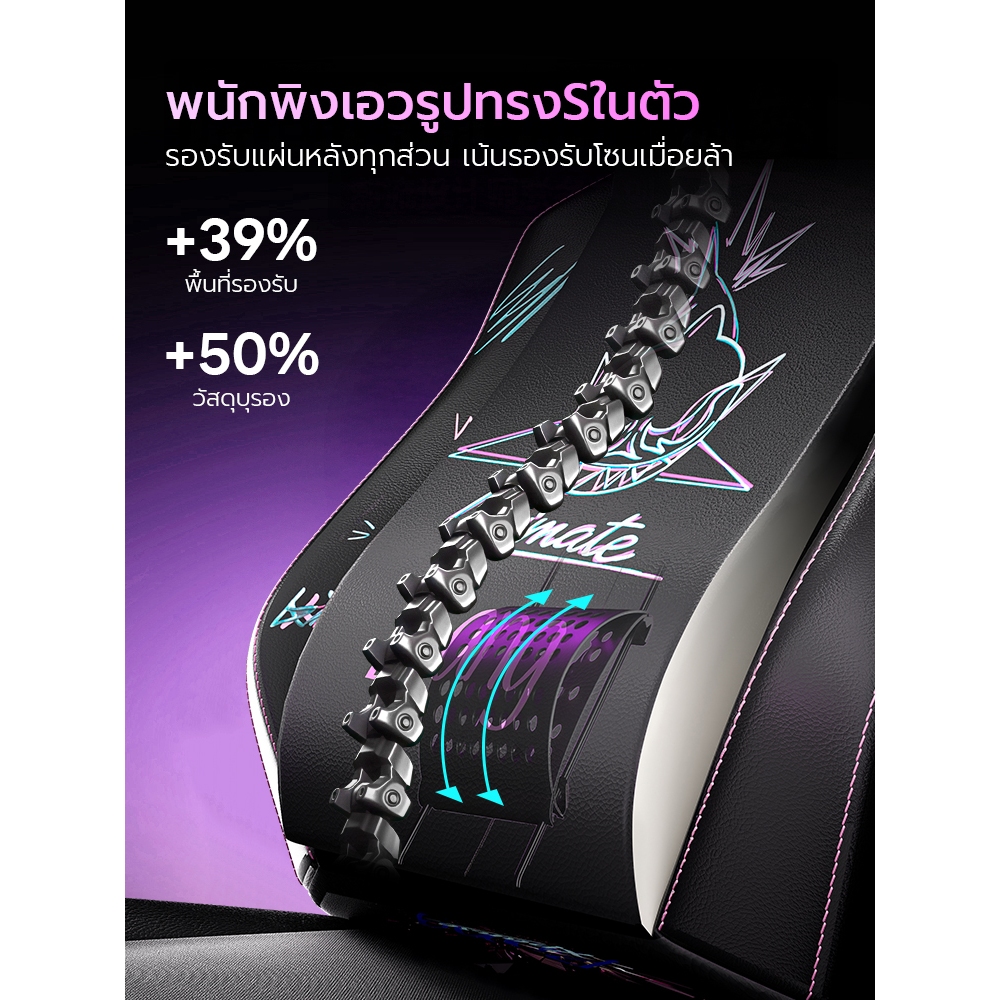 Xpanse X-Bang เก้าอี้เกมมิ่ง Gaming Chair หนังแท้ นุ่มสบายระบายอา เก้าอี้คอม เส้นโค้งตามหลักสรีรศาสตร์ กราฟฟิตีสุดเจ๋ง รูปที่ 8
