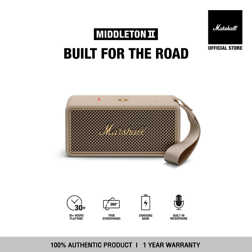 [NEW ARRIVAL] MARSHALL Middleton II Cream – รับประกัน 1 ปี + ส่งฟรี – ลำโพง ลำโพงบลูทูธ ลำโพงพกพา