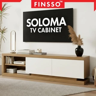 Finsso【มี 2 สี】ชั้นวางทีวี สามารถจัดเก็บของได้มาก ไม้เนื้อแข็งตู้วางทีวพร้อมลิ้นชัก รับน้ำหนัก 600KG. Soloma TV Cabinet
