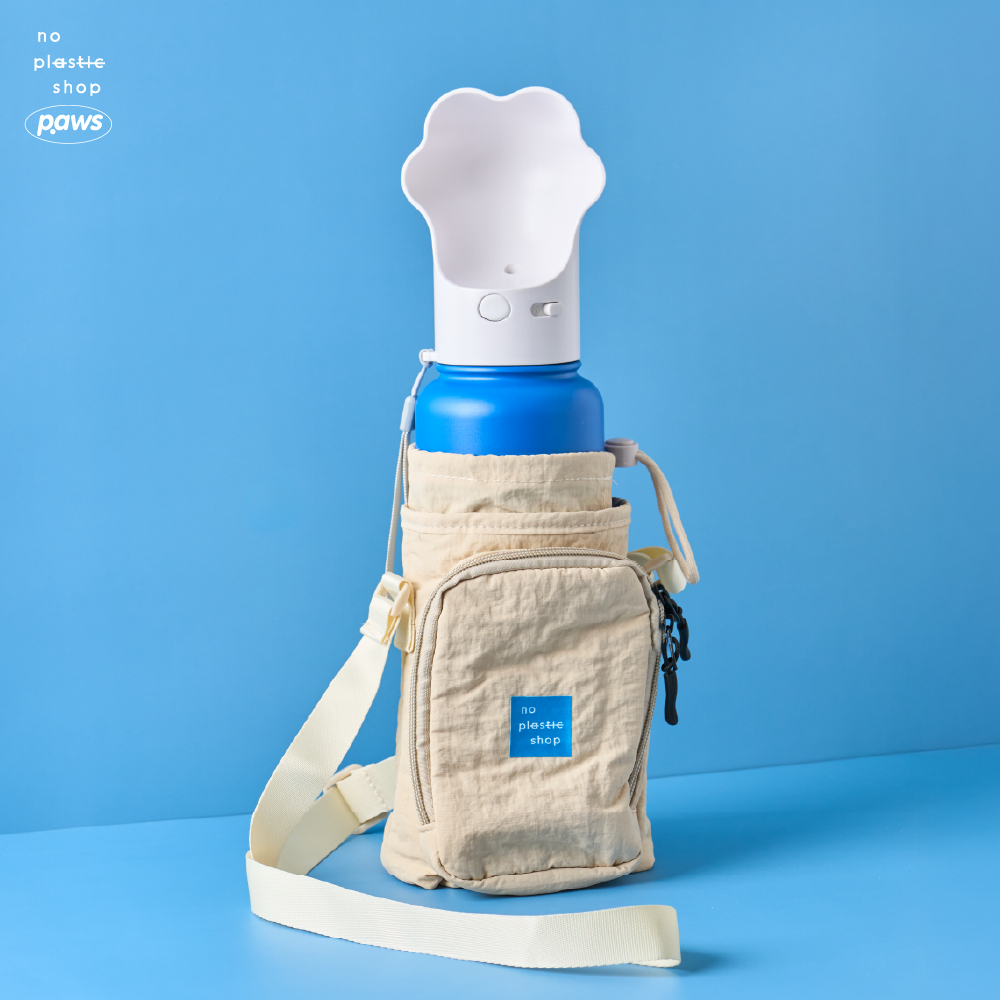 No plastic shop Tumbler Bag – กระเป๋าสะพายสำหรับขวดน้ำ ผ้าโพลีเอสเตอร์ กันละอองน้ำ พร้อมสายปรับได้