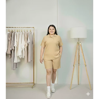 [ลด ล้างสต็อก] ชุดเซ็ทสาวอวบ สาวพลัสไซส์ 100 โลใส่ได้ คอปก อก 46-50 นิ้ว ใส่สบายทั้งตัว TZ5010