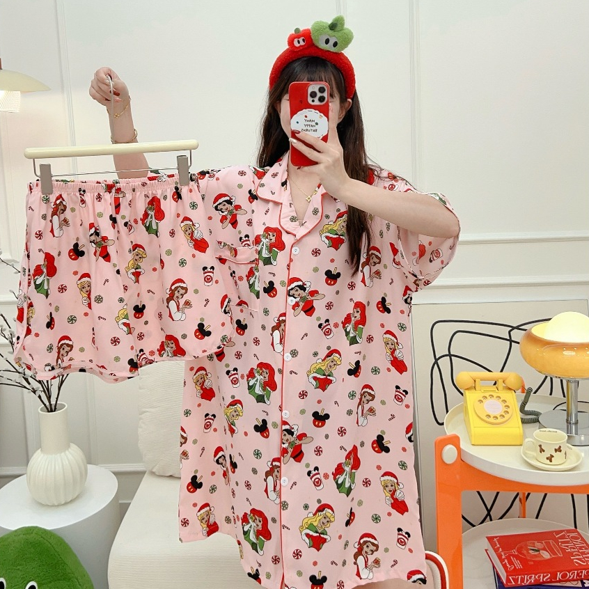 มาใหม่  ไหมเกาหลีป้ายyเดรสแขนสั้น+กางเกง อก52 บิ๊กไซส์เนื้อผ้าดี คุณภาพสูง