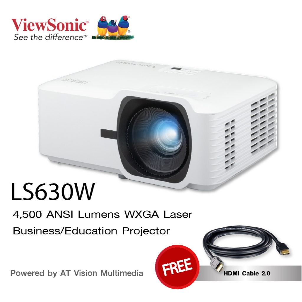 ViewSonic LS630W 4,500 ANSI Lumens WXGA Laser Projector - รับประกัน 3 ปี