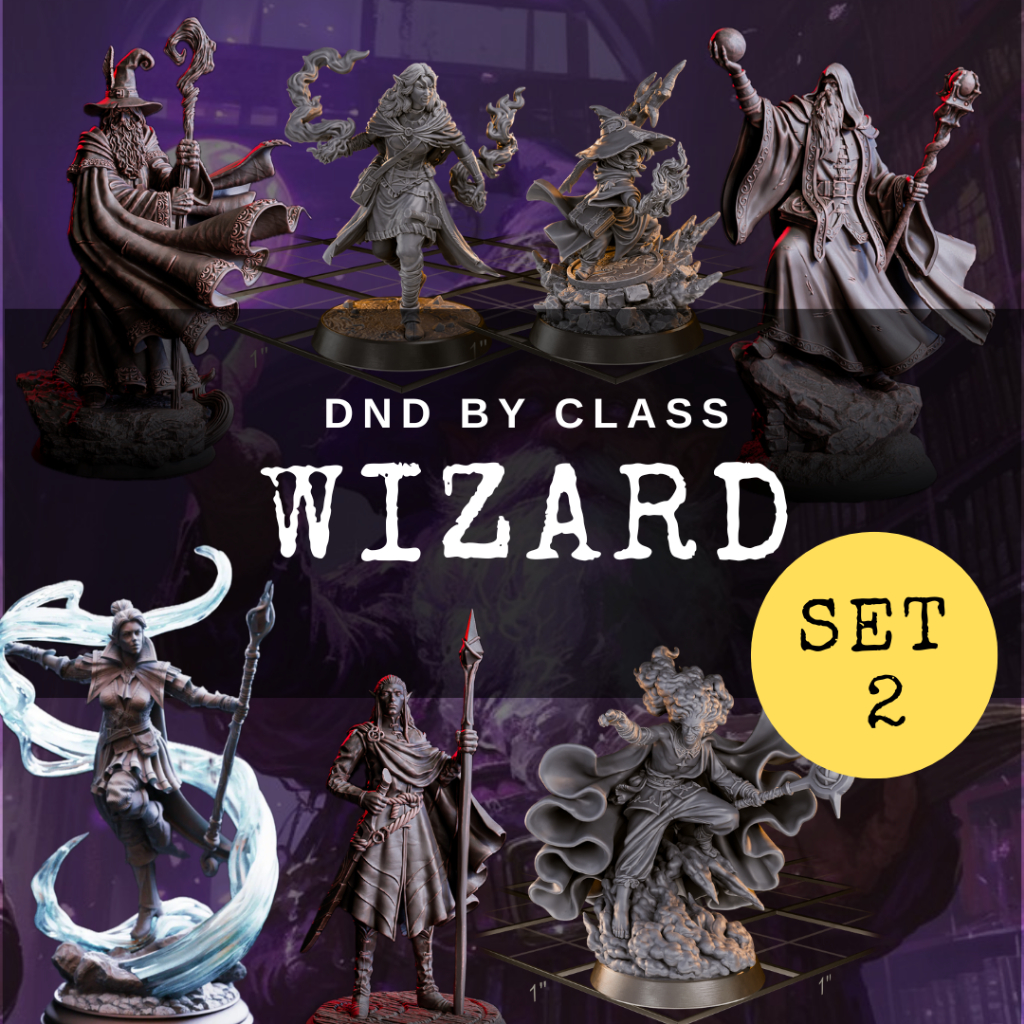 Wizard Class I รวมโมเดลอาชีพ Wizard SET 2 (งานเรซิ่นสีเทา ฐาน 1 นิ้ว)