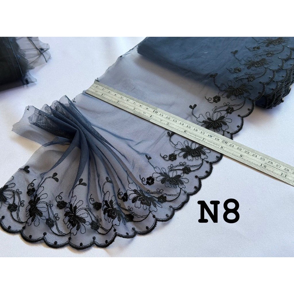 ลุกไม้สีกรมท่า ลูกไม้ต่อชาย กว้าง6-7นิ้ว ลูกไม้แต่งเสื้อ พร้อมส่ง✅