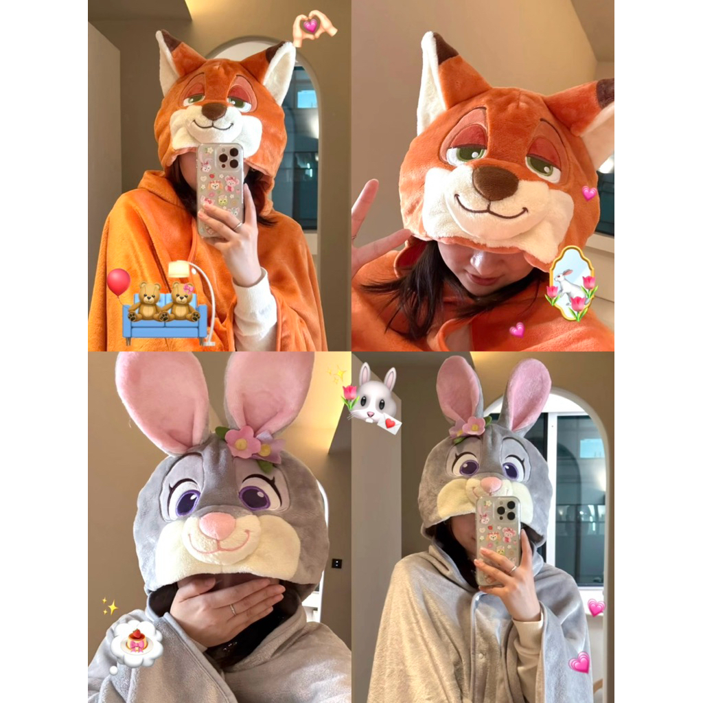 ♡พร้อมส่ง♡ผ้าห่มคลุมไหล่ Judy Nick hooded ลิขสิทธิ์แท้ Disney x Potdemiel🐰🦊
