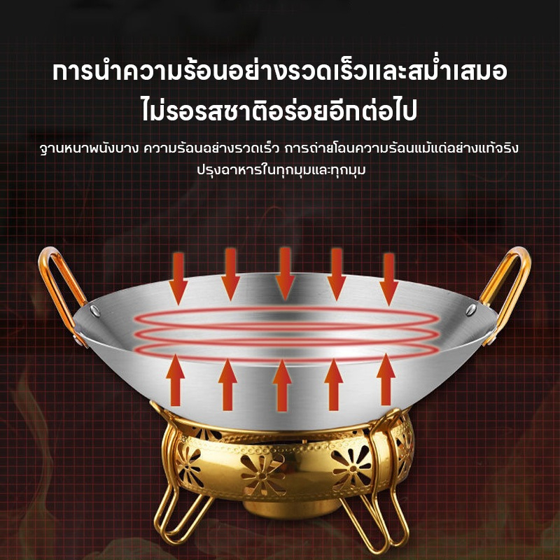 22/24/26/28/30/32/34/36/38/40/43/45/47/50cmซม กระทะสแตนเลส กระทะผัด สแตนเลส 304 กระทะทอด กระทะไม่ติด