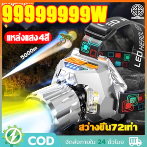 ไฟฉายคาดหัว ไฟฉายคาดหัวแท้ LED แหล่งแสง4สีซุปเปอร์ไลท์ติ้งปรับโฟกัสด้วยการยืดกันน้ำใช้งานแบต48-72hเหมาะ