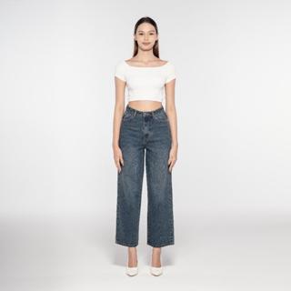 LDGX9-68N17 กางเกงยีนส์ทรงกระบอก สีเข้มลงสนิม Cotton 100% ทร…