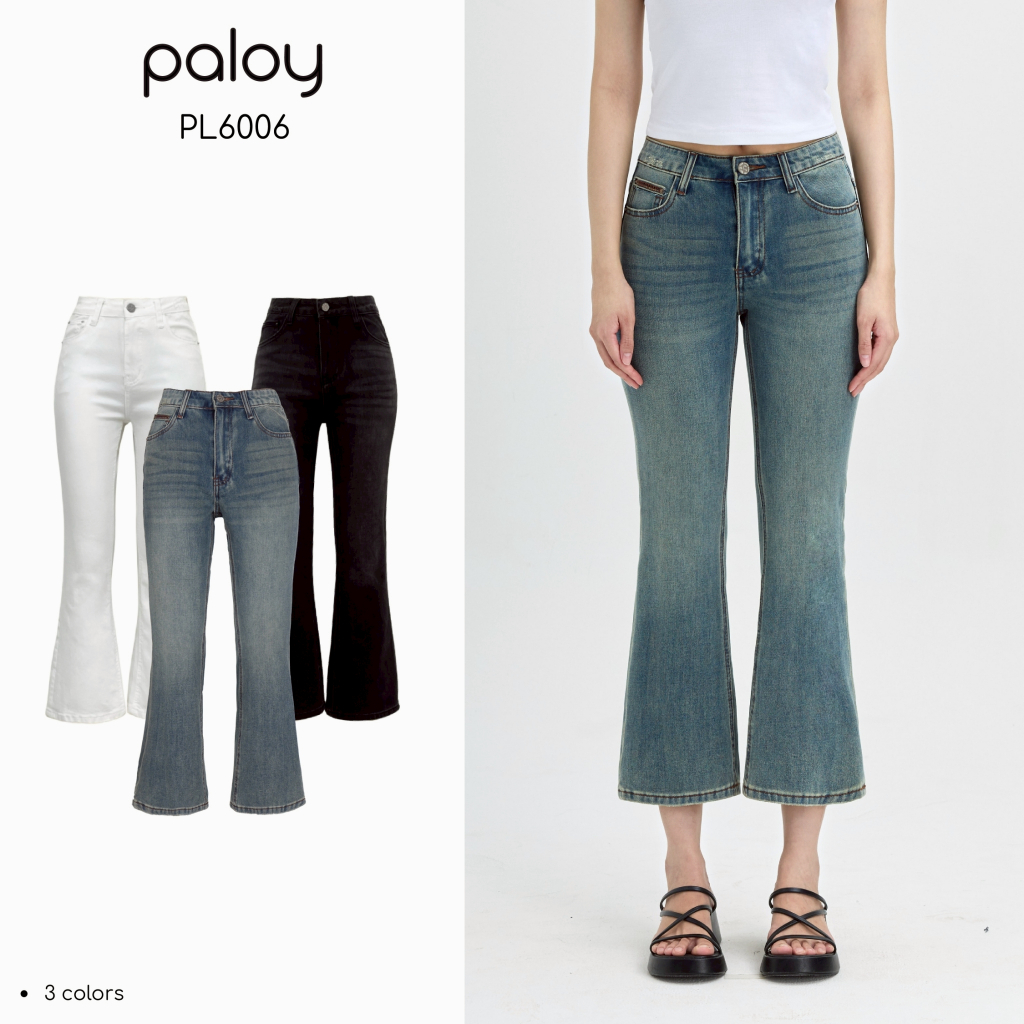 Paloy - PL6006 กางเกงยีนส์ขาม้าโพนี่เต่อ ผ้ายืดใส่สบาย