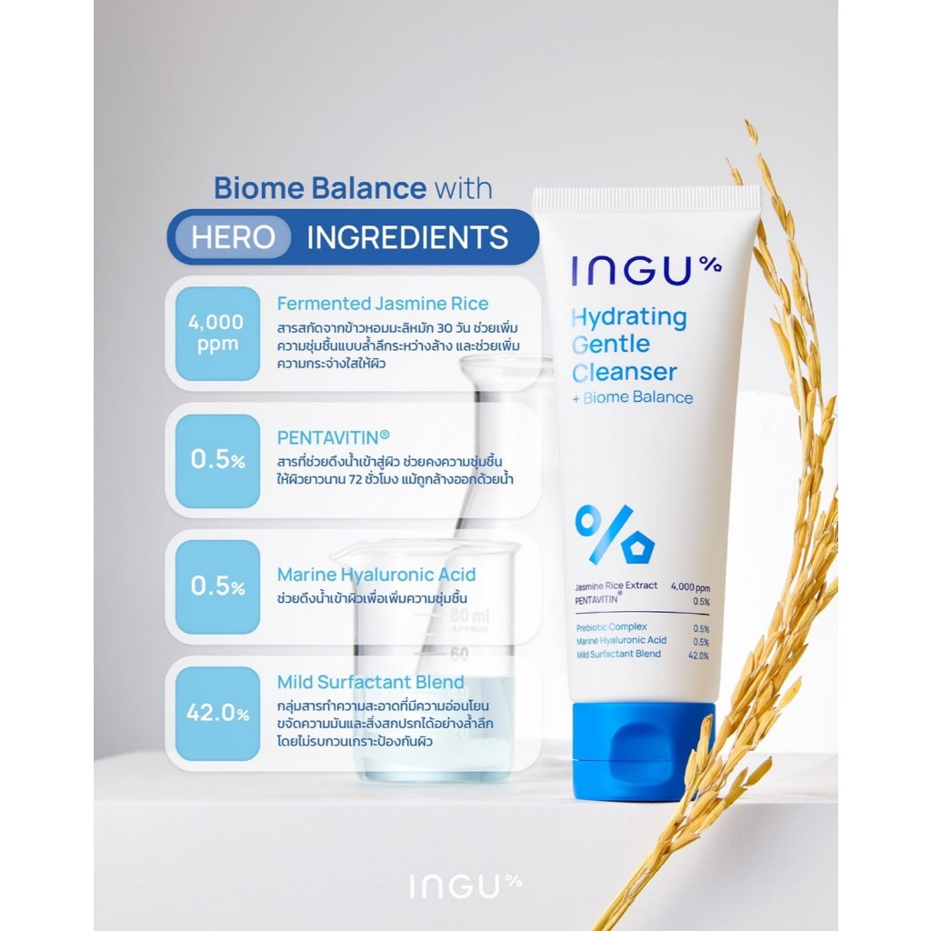 INGU - Hydrating Gentle Cleanser + Biome Balance อิงกุ ไฮเดรตติ้ง เจนเทิ่ล คลีนเซอร์ พลัส ไบโอม บาลานซ์ - รูปที่ 3