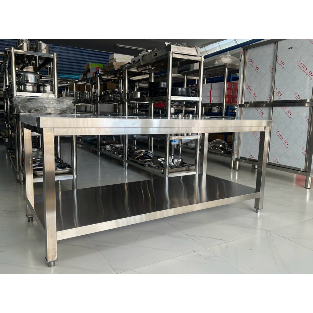 ชั้นวางสแตนเลส โต้ะสแตนเลส ท่อเหลี่ยม เกรด 304. stainless-steel-table ทนทาน แข็งแรง มีหลายขนาดให้เลือกค่ะ