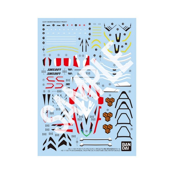 ( เฉพาะส่งด่วน กท ) Bandai HG 1/100 YF-29 Durandal Valkyrie Water Decals 4573102654212 (Decal)