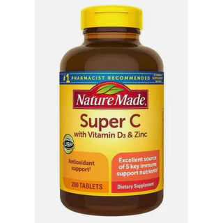 Nature Made Super C Exp.08/27(แพ็กเกตใหม่รูปแรกนะคะ)VitaminD + zinc Complex 200 Tablets