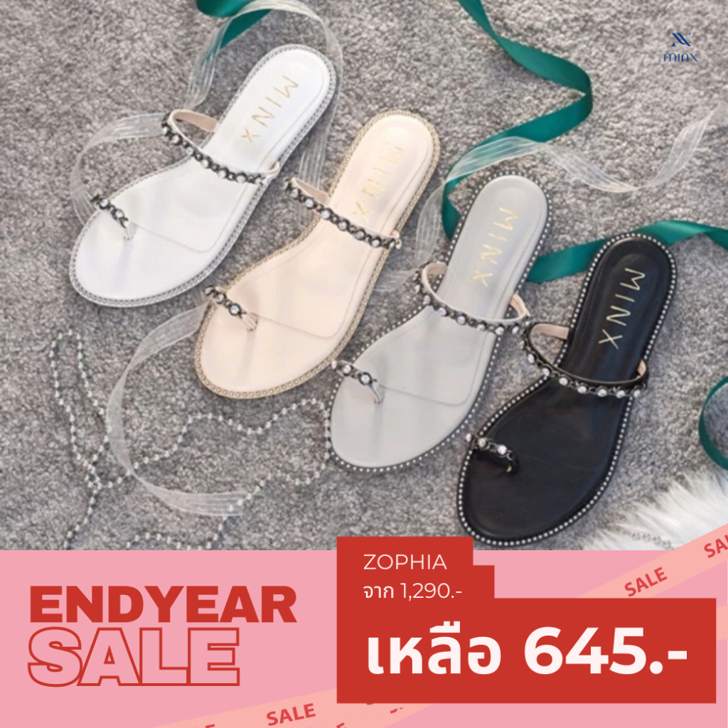 Minx รุ่น zophia รองเท้าแตะประดับเพชร