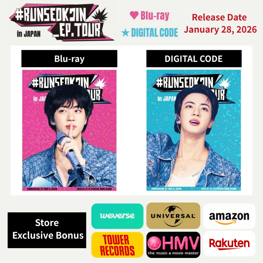 Brand-New BTS JIN #RUNSEOKJIN_EP.TOUR in JAPAN Blu-ray / Digital Code with Japan Store Exclusive Bon