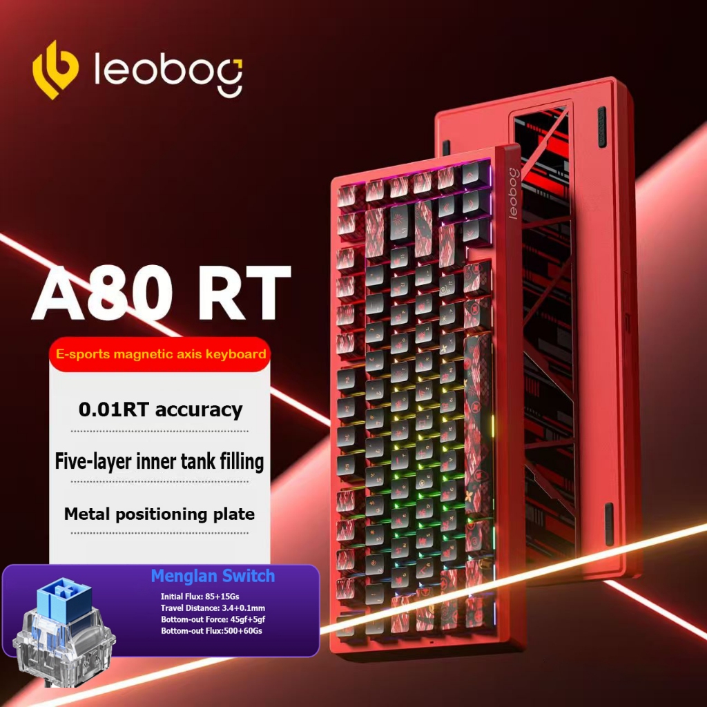 LEOBOG A80RT Tournament-Grade คีย์บอร์ดแม่เหล็ก 82 คีย์ 8KHz 0.01mmRT สวิตช์แม่เหล็กคีย์บอร์ดเกม