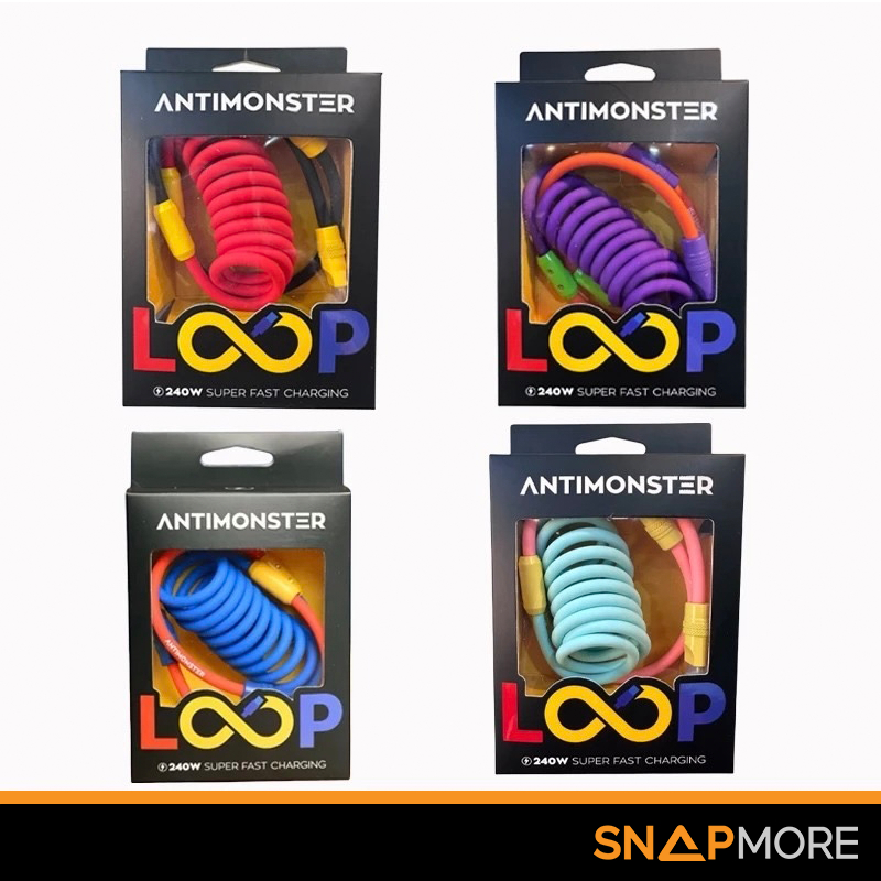 [พร้อมส่ง]  ANTIMONSTER LOOP รองรับชาร์จเร็ว 240W Type C สายชาร์จแบบสปริง Fast Charging
