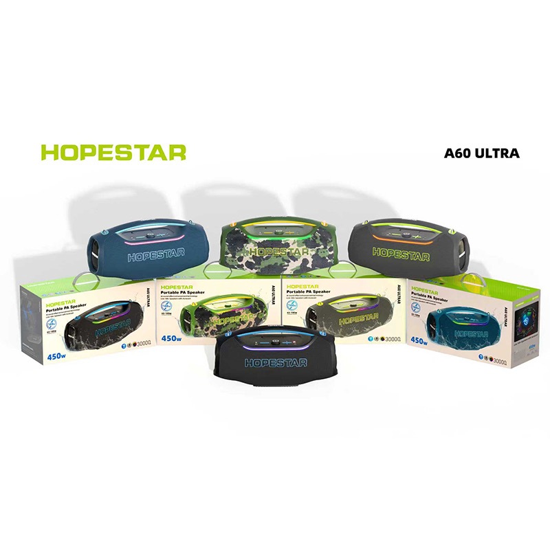 HOPESTAR ลำโพงบลูทูธ A60 ULTRA 450W มีไมค์ลอย1อัน และมีลูกเล่นไฟRGB ปรับเบสได้3โหมด พร้อมส่ง ของแท้1
