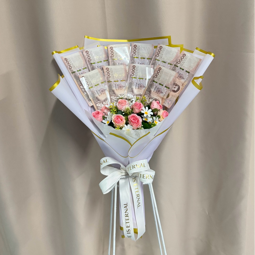 ช่อเงิน ช่อธนบัตร ค่ะดอกไม้ประดิษฐ์ ช่อปัจฉิม ,รับปริญญา