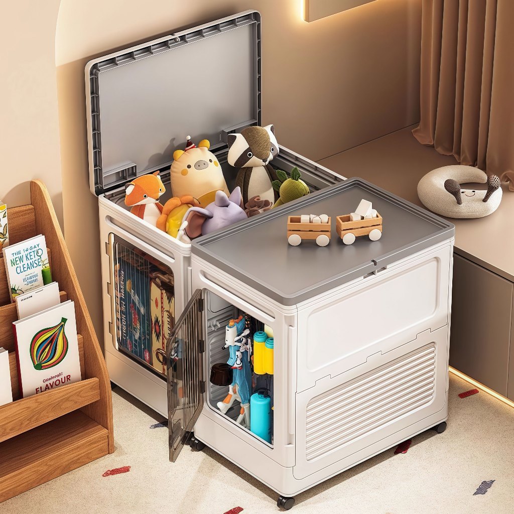 Organixo กล่องเก็บของพับได้ เปิดบน–เปิดข้าง ล้อเงียบ 360° ซีลปิดสนิท กันฝุ่น ไม่อับชื้น ความจุใหญ่ ประหยัดพื้นที่