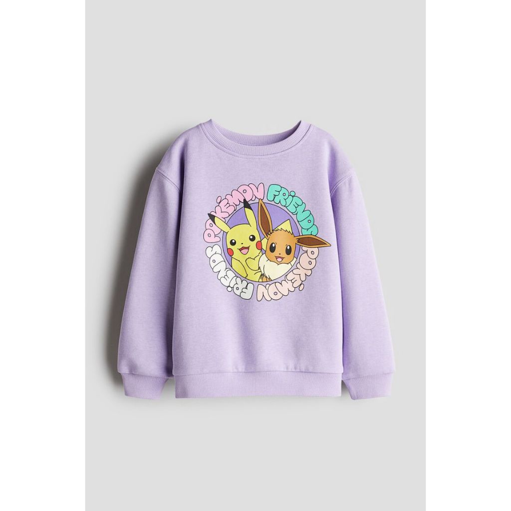 H&M เสื้อวอร์มพิมพ์ลาย สีม่วง ไซด์ 4-10 ปี ของใหม่ แท้ พร้อมส่ง