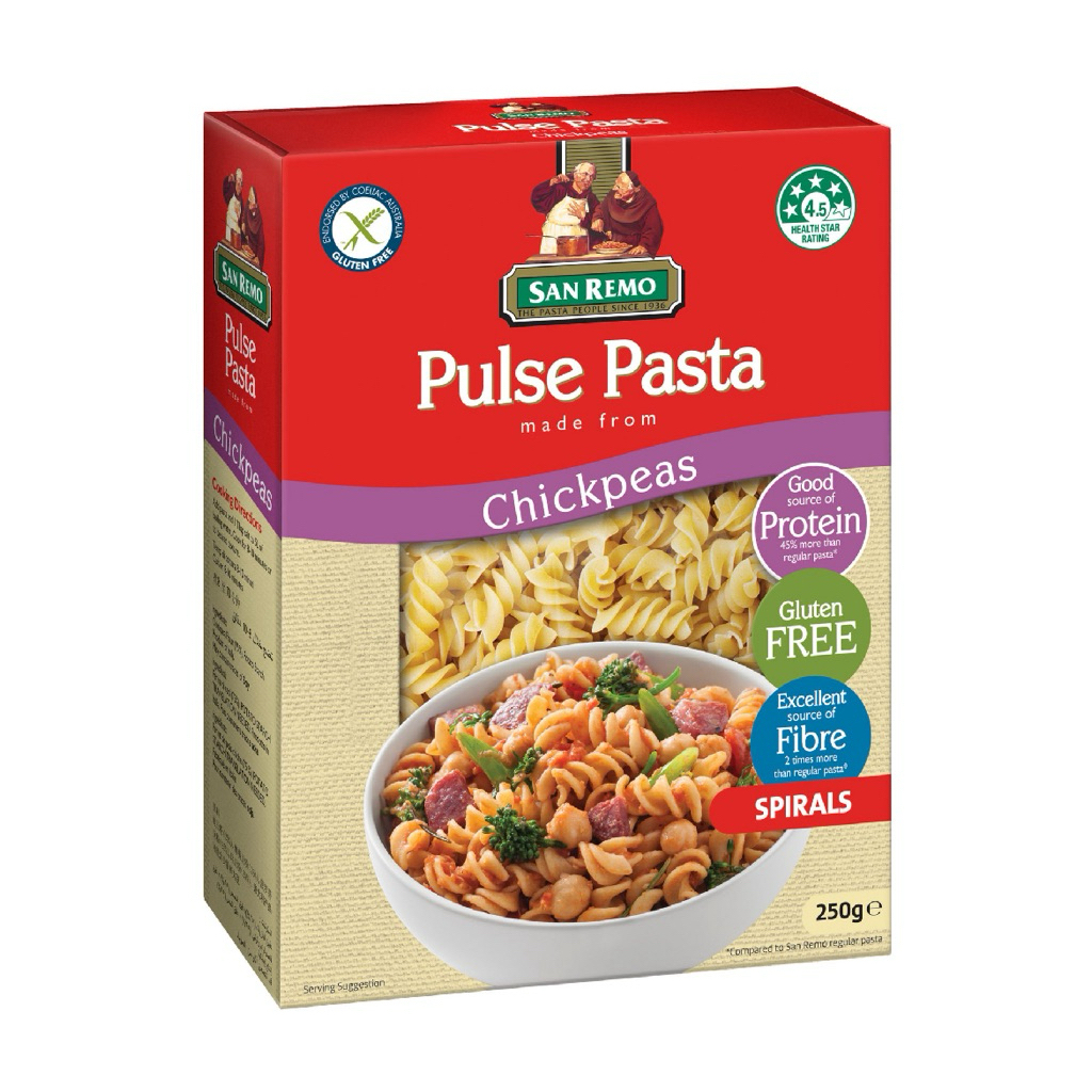San Remo Gluten Free Spirals/Spaghetti/Red Lentils Spirals 250-350g/Gluten Free Pulse Pasta 250g/Cou