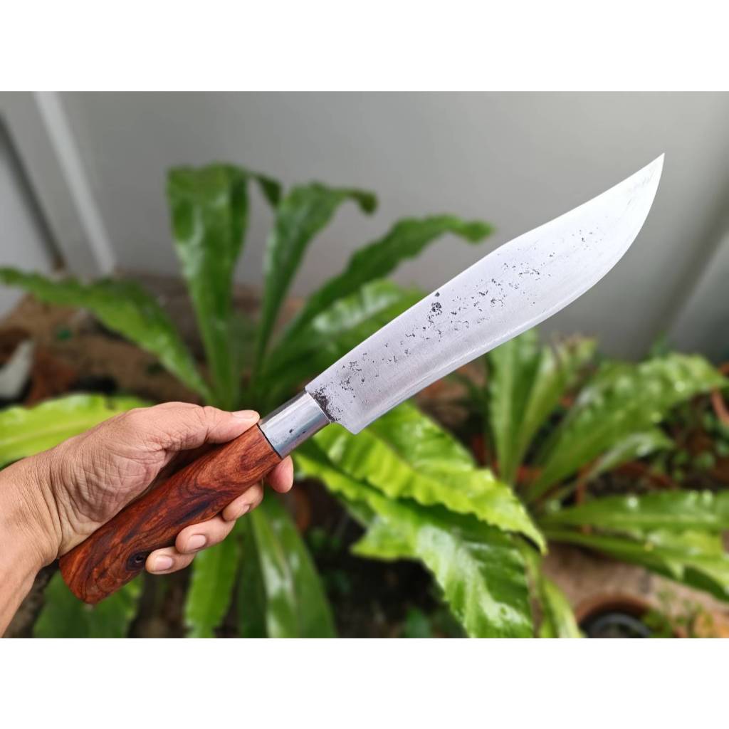 โบวี่ มีดโบวี่ มีดแคมป์ Bowie camping knife มีดเดินป่า ใบ 11.8” เหล็ก ตลป. ตีร้อนชุบแข็ง ด้ามไม้ประด