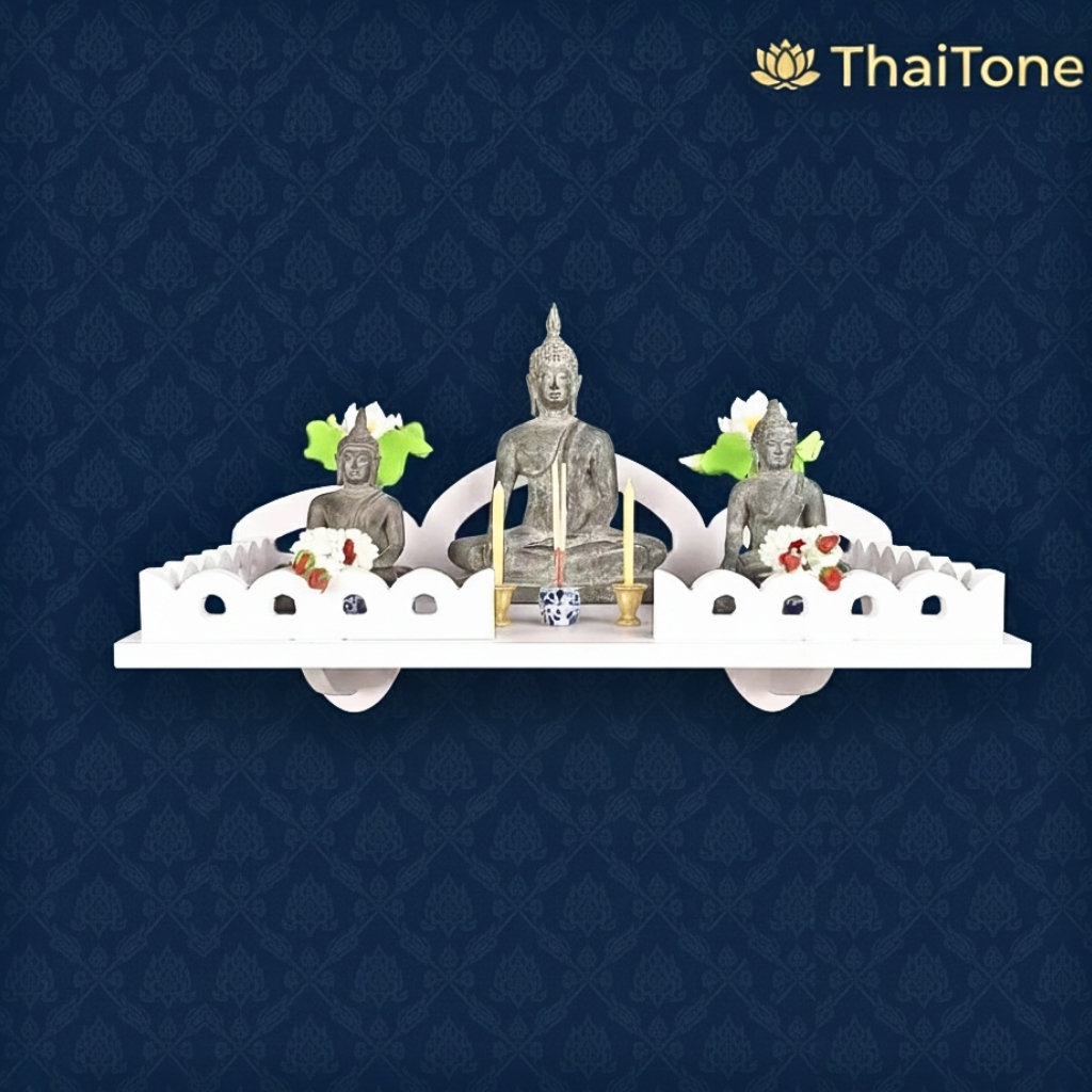 หิ้งพระติดผนัง มีขอบกันตก หิ้งพระติดผนังโมเดิร์น หิ้งพระพิฆเนศ ทนน้ำ ไม่บวม ไม่ลามไฟ k10-sh31