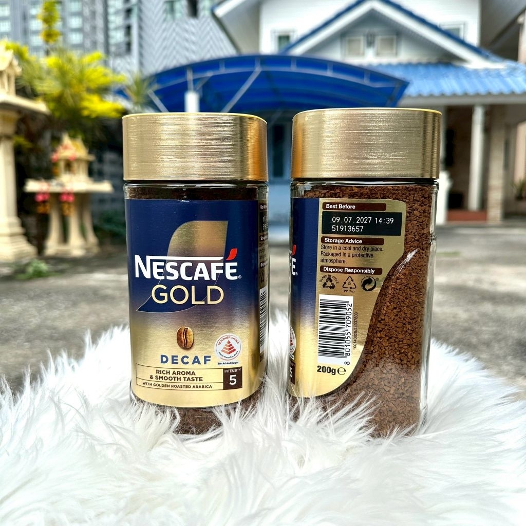 [ 1 ขวด ] ☕4 NESCAFE GOLD DECAF JAR 200 g เนสกาแฟ โกลด์ ดีคาฟ คอฟฟี่ กาแฟสำเร็จรูปที่สกัดกาเฟอีนออกชนิดฟรีซดราย