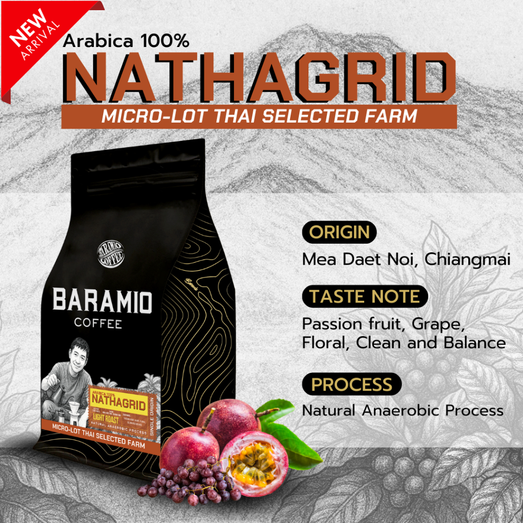 Baramio Micro-lot |Thai Farm เมล็ดกาแฟคั่ว รุ่น NATHAGRID 200g. (Arabica100%)