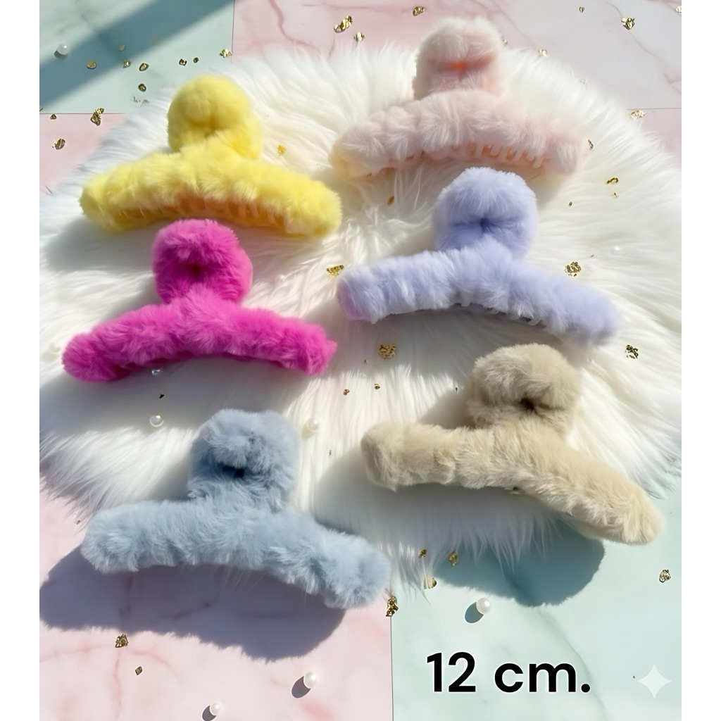 🌷ยกโหล🌷 ที่หนีบผมขนปุยสีพื้น สวยมาก มีราคาส่ง M00045