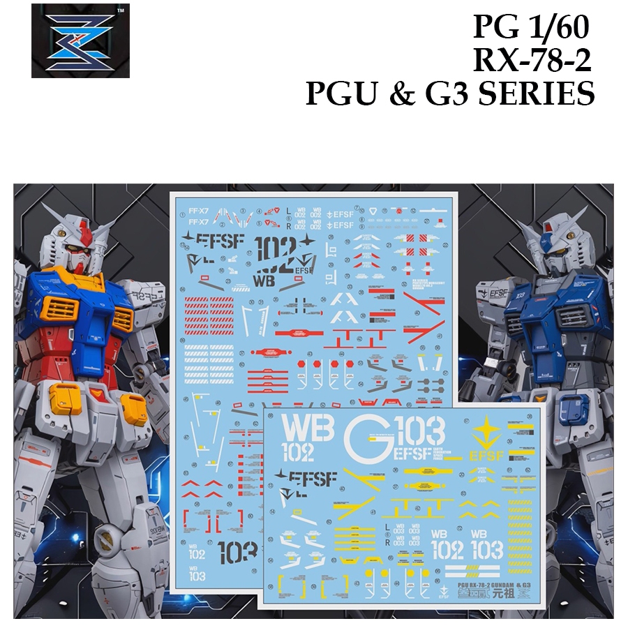 [OTT] OTT PG01  PG 1/60 RX 78 PGU & G3  GUNDAM WATER SLIDE DECAL