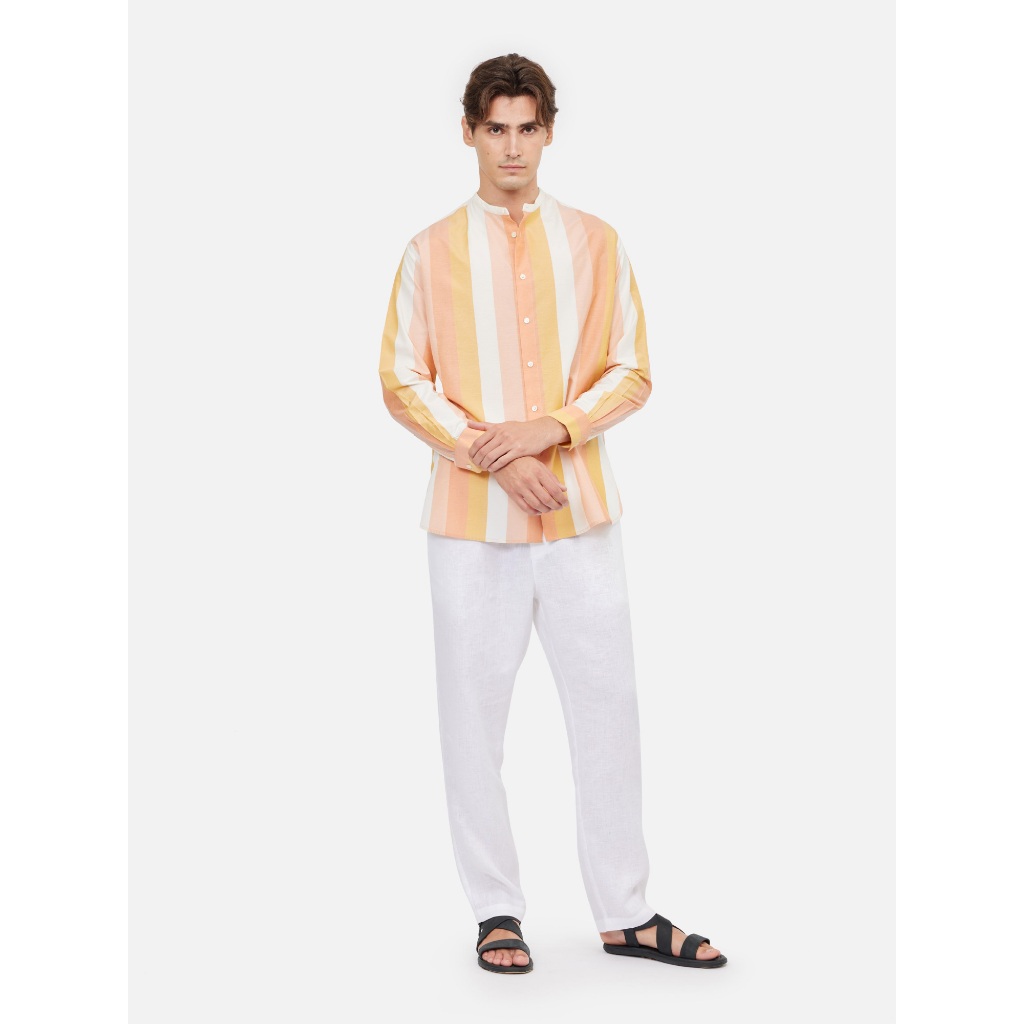 Silk Rayon Long Sleeves Shirt - Orange