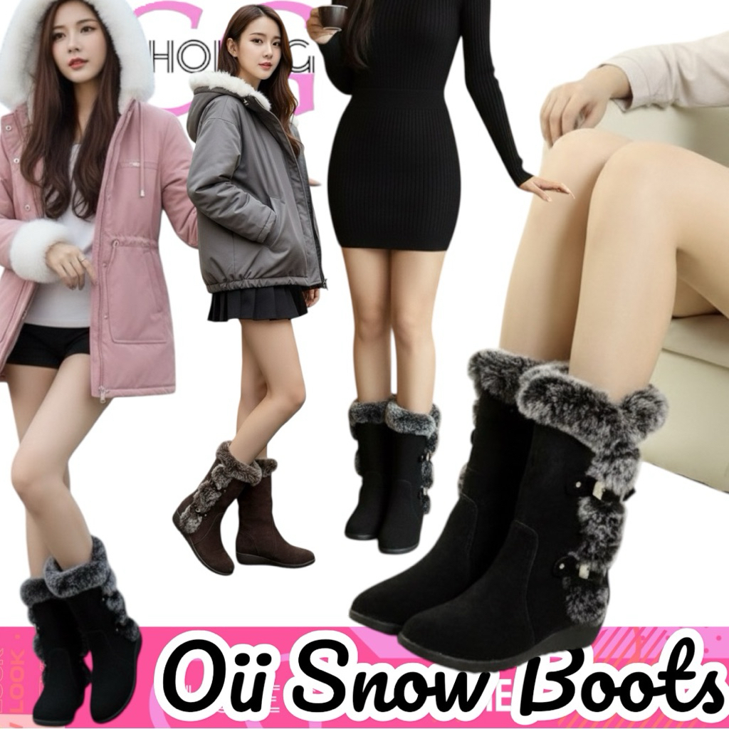 Chole G: Oii Gentle Snow Boots รองเท้าบูทยาวลุยหิมะกันหนาว บุขนSize 36-42 ส้นสูง 4cm(SH0015)