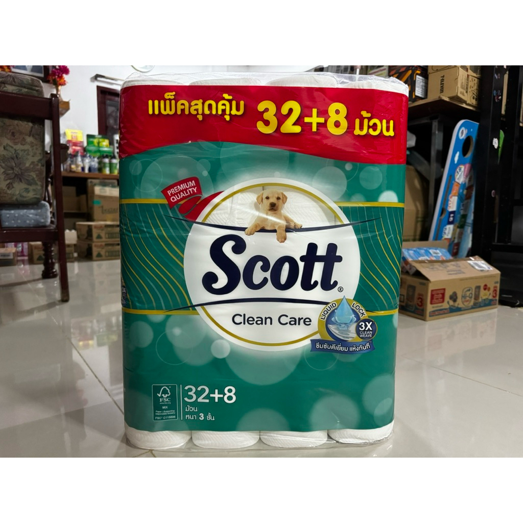 กระดาษชำระ กระดาษทิชชู่ สก๊อตต์ คลีนแคร์ แพ็คสุดคุ้ม 32+8ม้วน