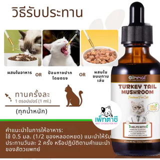 Oimmal Turkey Tail Mushroom รวมเห็ด 5 ชนิด ช่วย ภูมิคุ้มกัน โปรไบโอติก บำรุงลำไส้ สำหรับ สุนัข แมว