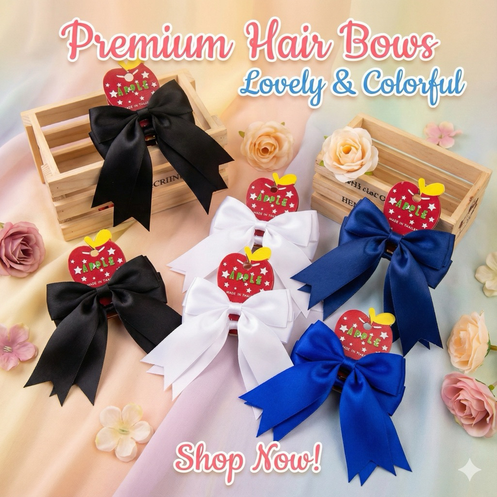 (24 ชิ้น) โบว์ติดผมนักเรียน โทนสีนักเรียน ขนาด 2.5 นิ้ว พร้อมส่ง