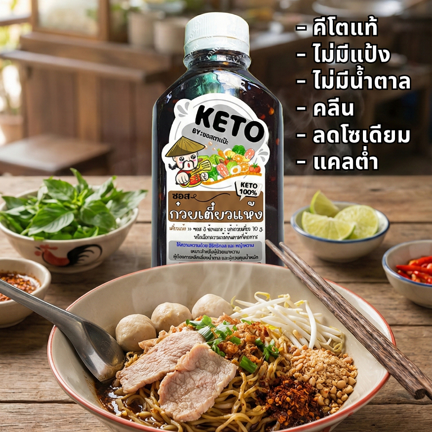 คีโต คลีน ซอสก๋วยเตี๋ยวแห้ง ไม่มีน้ำตาล ไม่มีแป้ง ลดโซเดียม อร่อยกลมกล่อม | ตาแป๊ะ คีโต รูปที่ 6