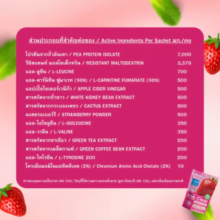 ime' Clear Plant Protein Strawberry โปรตีนใส รส สตรอเบอร์รี่ 0% Sugar Protein 80 กรัม