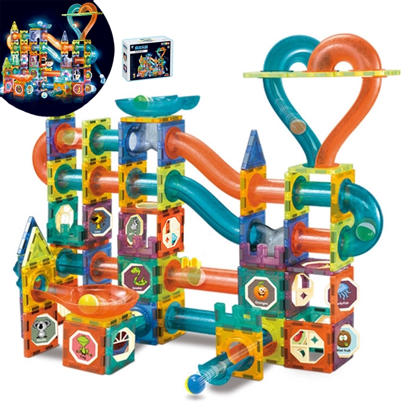 （แถมอุปกรณ์เสริมแสง）  DIGE magnetic tiles รุ่นขยาย6.5ซม 49-292pcs บล็อกตัวต่อแม่เหล็ก3D ชุดของเล่น diy