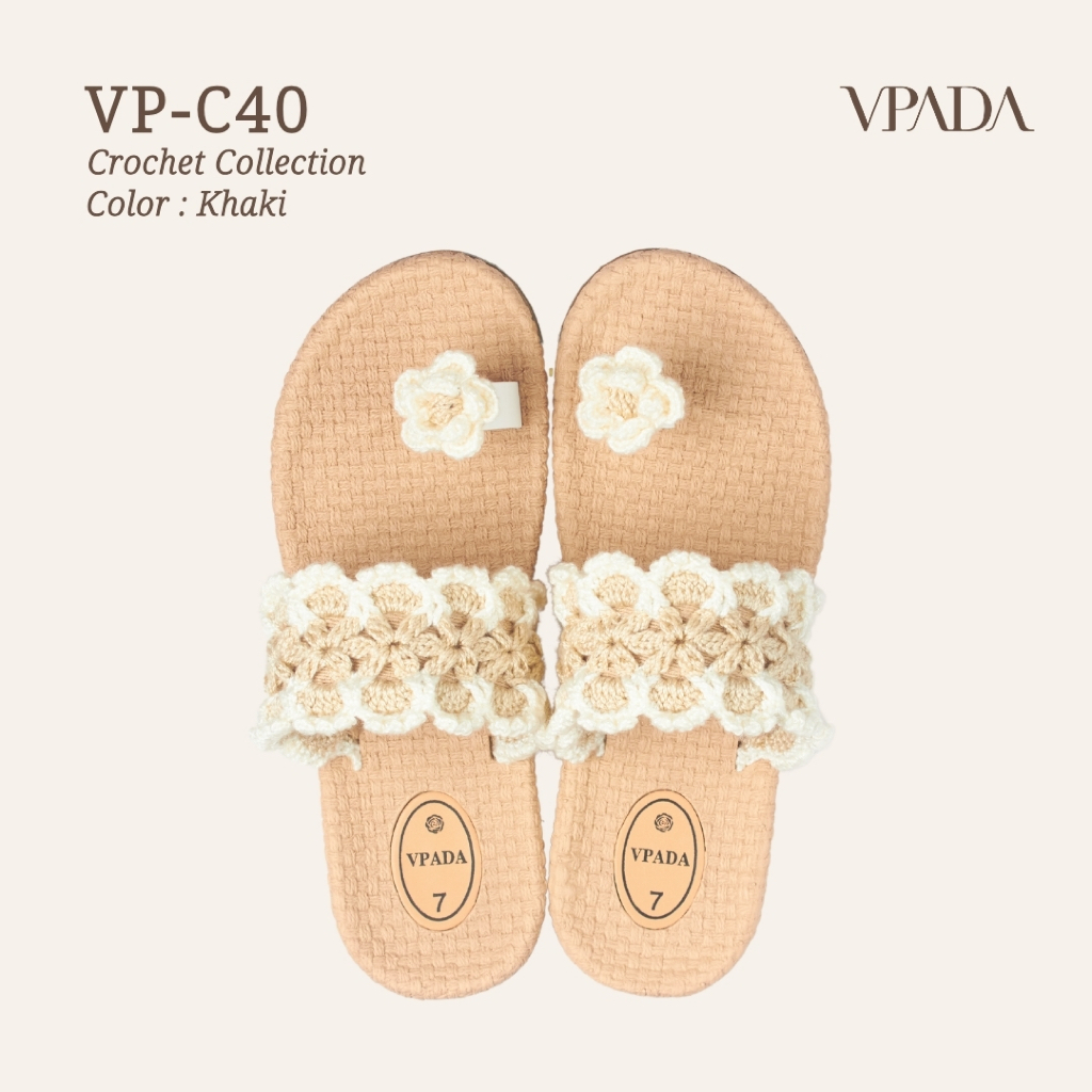 Vpada_sandals_VP-C40 Crochet Collection  รองเท้าแตะชายหาดแบน รองเท้าแตะแฟชั่น