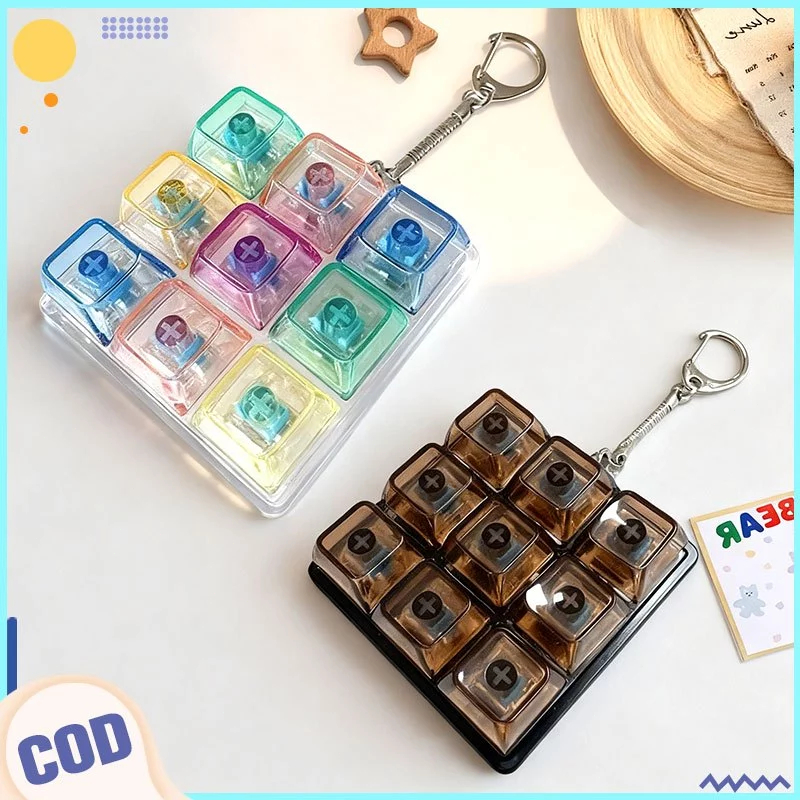 คีย์บอร์ด Fidget Toy 9 คีย์ Keychain Clicker ของเล่น Fidget สำหรับเด็ก ขนาด 6x6x3 ซม. ดีไซน์น่าสนใจ 