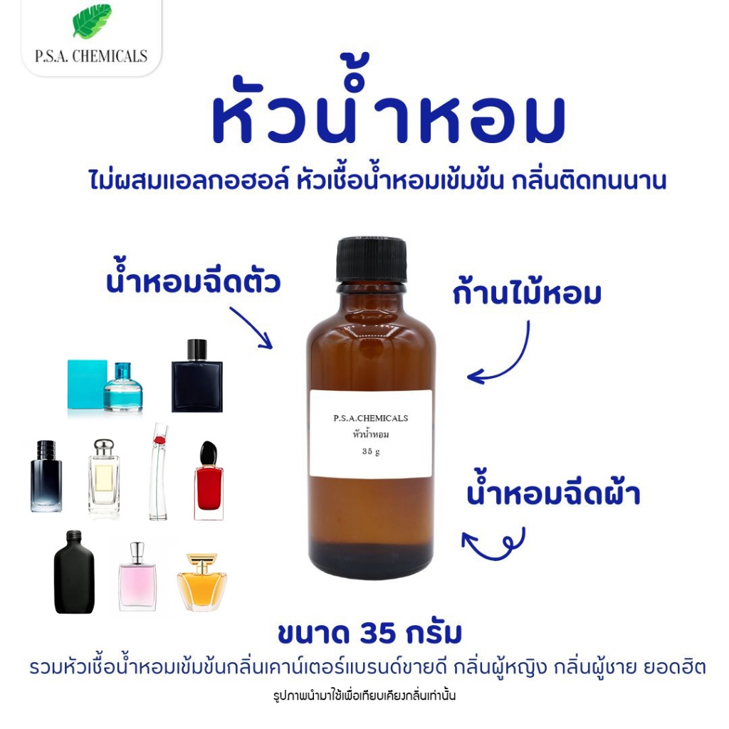 (35 g) รวมหัวเชื้อน้ำหอมเข้มข้นกลิ่นเคาน์เตอร์แบรนด์ขายดี กลิ่นผู้หญิง กลิ่นผู้ชาย ยอดฮิต ไม่ผสมแอลกอฮอล์ กลิ่นติดทนนาน